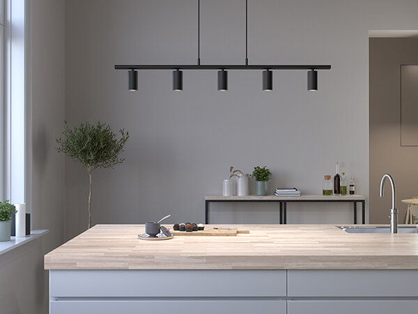 Lucy linear pendant 5 flat black GU10 der Firma Belid Leuchten