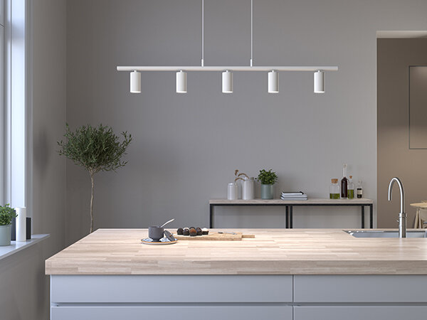 Lucy linear pendant 5 flat white GU10 der Firma Belid Leuchten