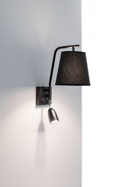 Valiant Wandleuchte schwarz E27+GU10 Kabel hinten raus der Firma Belid Leuchten